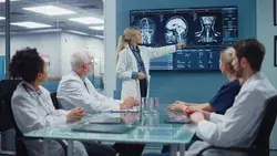 Hospital Conference Meeting Room Female Neurologist Stock Footage Video