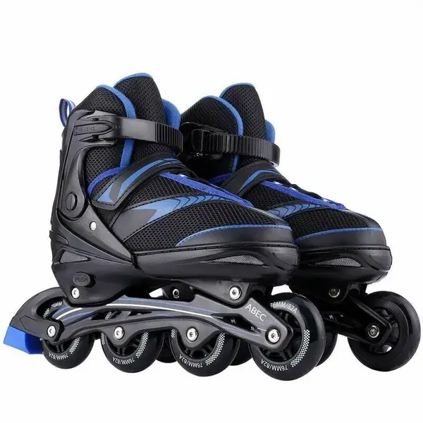 Patins à roulettes pour adultes à une rangée quatre chaussures de patinage sur roues pu 36-39 - Noir