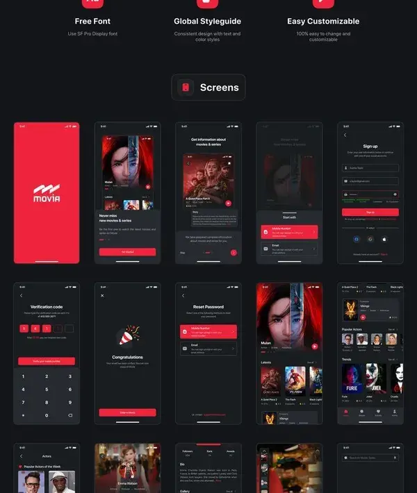 Movia - Movies Streaming App UI Kit High Quality Movies Streaming App UI Kit