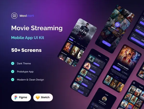 Movie Streaming App UI Kit Figma and Sketch IOS UI Kit