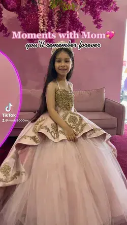 Blush pink with gold Mini quinceañera dress