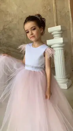 Flower girl dress, Blush flower dress, Tulle flower girl dress, Satin girl dress, Tutu girl dress