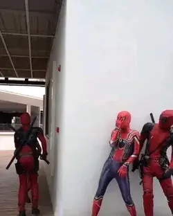 Infinite loop action of Spiderman and Deadpool