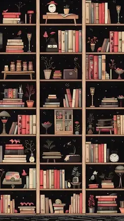 Enchanting Bookshelf: A Phone Background Delight