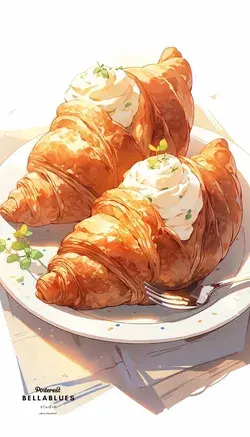 Breakfast Bliss: Enjoy the Flaky Goodness of Crossaints in this Tempting Illustration