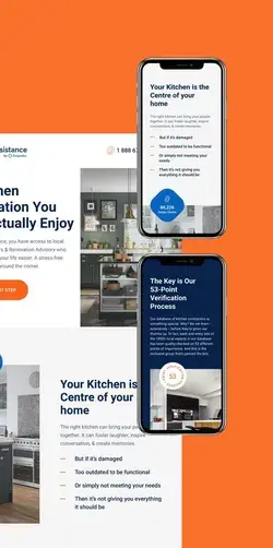 Mobile app interactions, landing page design