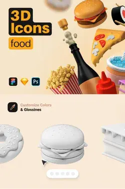 3D Icons Pack - Food