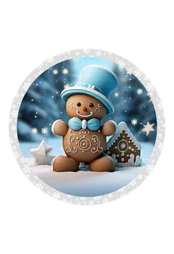 Boy Gingerbread Christmas sign, Blue Winter Metal Wreath attachment, Winter supplies, Gingerbread Man Sign, Rustic signs,