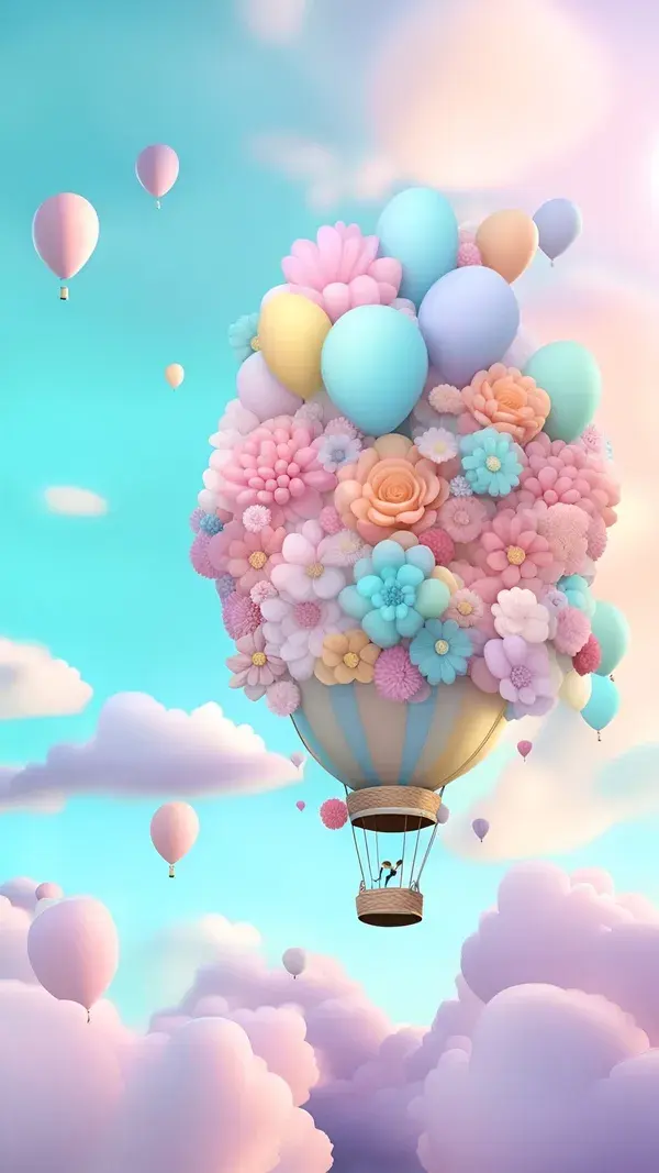 HD phone background- Balloons and flowers