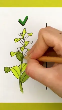 Je dessine une plante verte avec cette technique ultra simple 🌿✏️