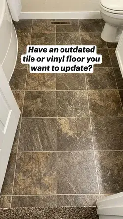 Have an outdated  tile or vinyl floor you  want to update? Paint & stencil it! Painted floor.