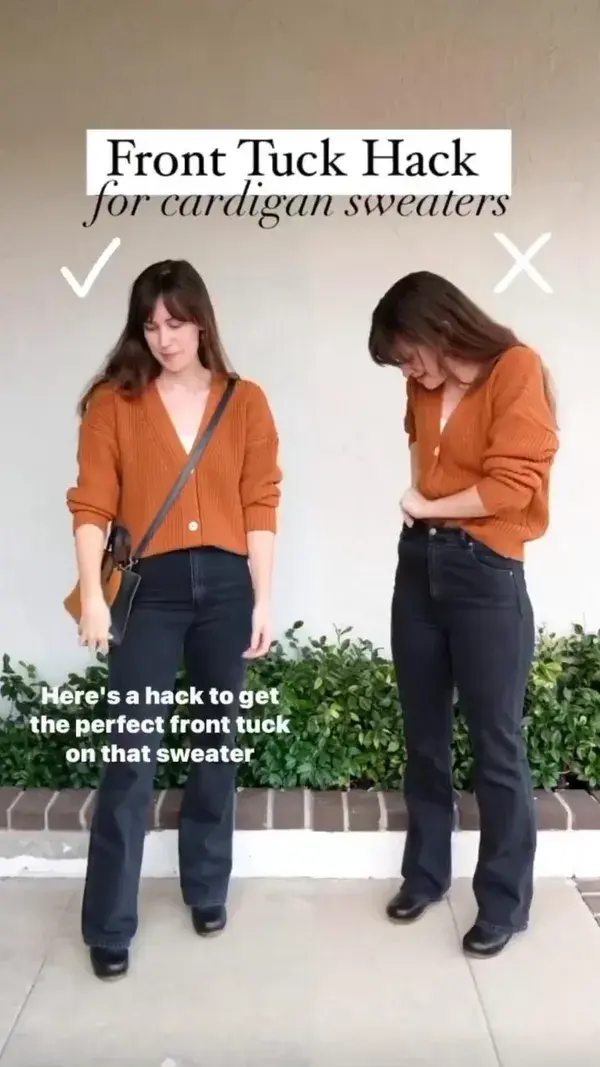 Cardigan Hack: Easy Secure Front Tuck