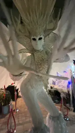 Angel Queen Stilts Walker at Halloween Event. Miami entertainment company.