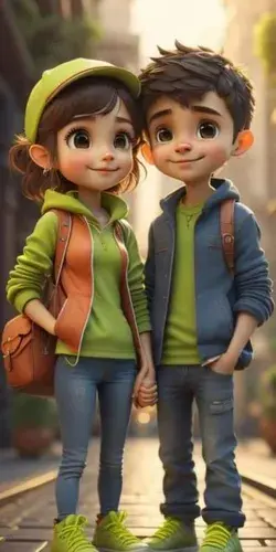 Cute couple cartoon character