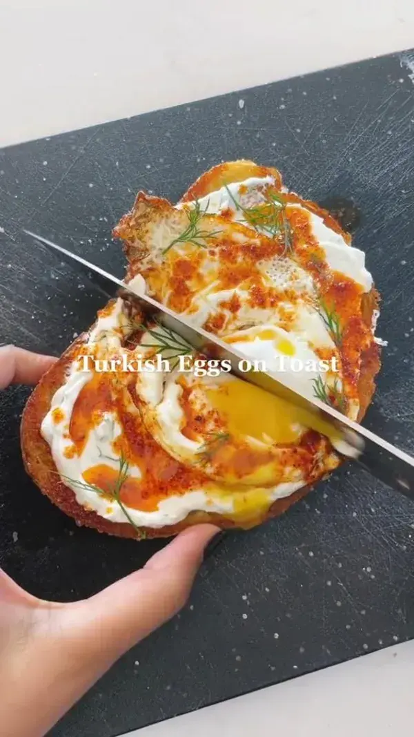 Turkish Eggs on Toast #eggrecipe Via tiktok:@zaynab_issa