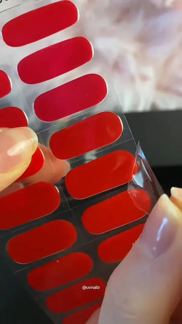 Hight-Gloss Red | Semicured Gel Nail Stickers #nails #rednails #asmr #satysfying