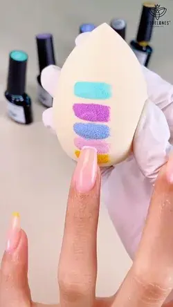 French tips created by makeup sponge