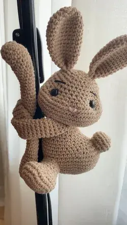 Bunny toy crochet curtains tie back 