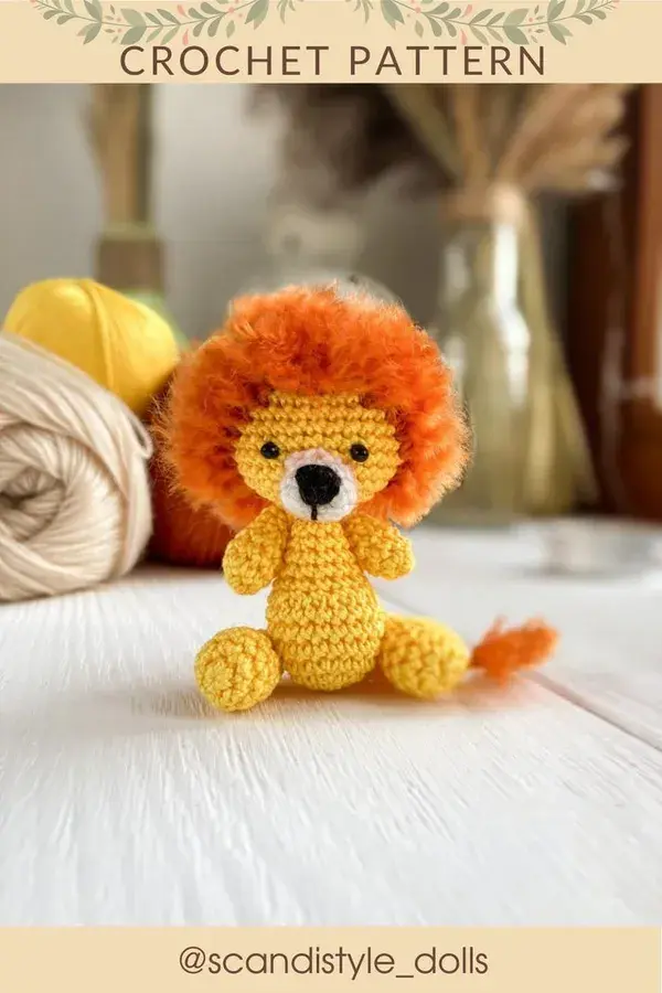 Mini lion amigurumi tutorial - Crochet toy pattern in PDF in English - Amigurumi pattern DIY toy