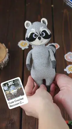 Cute raccoon crochet pattern in clothes, Amigurumi crochet lovely forest animal tutorial