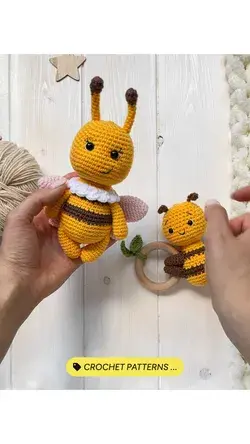 Amigurumi crochet patterns set bee rattle and bumblebee amigurumi