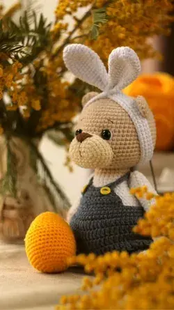 crochet bear pattern. easter crochet pattern. bear with rabbit ears. crochet animals. crochet