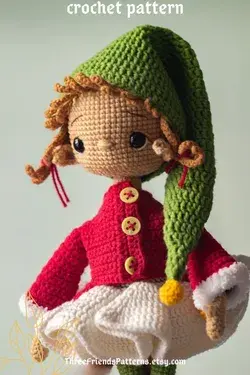 Amigurumi christmas cute fairy doll crochet pattern, pdf english tutorial