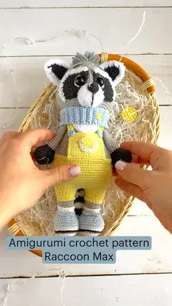 Amigurumi crochet pattern Raccoon Max, animal stuffed toy, amigurumi forest toy 