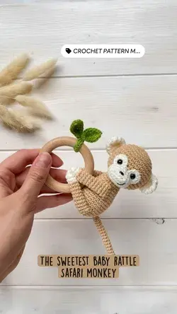 The sweetest baby rattle Safari monkey amigurumi crochet pattern