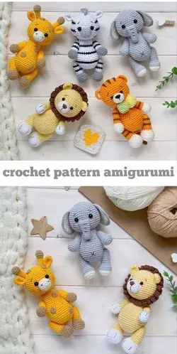 Safari amigurumi animals SET OF CROCHET PATTERNS