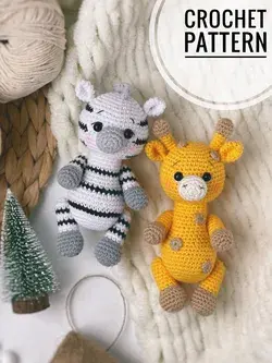 Crochet pattern safari animals giraffe and zebra