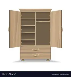 Wooden opened wardrobe Royalty Free Vector Image