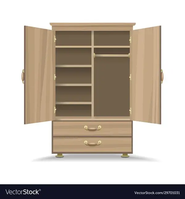 Wooden opened wardrobe Royalty Free Vector Image