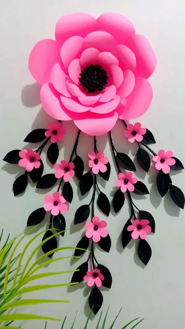 Paper flower wall decor | wall hanging craft ideas | paper craft for home decor