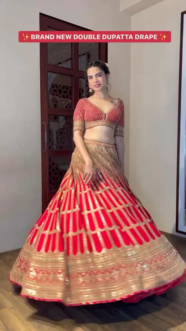 Wedding Lehenga Double Dupatta Drape ✨