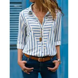 Women's Casual Striped Long-sleeved Blouse