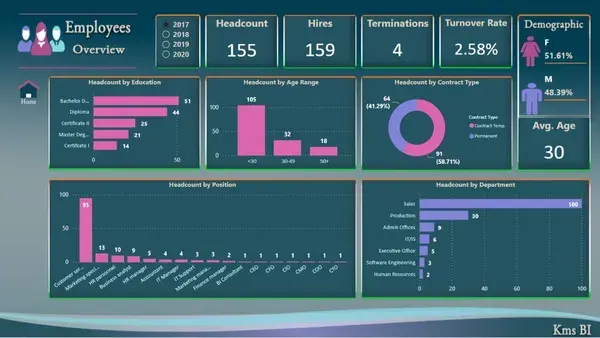 Power BI HR Analytics Dashboard. 