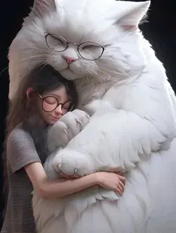 Cute cat With girl