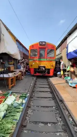 The incredible Maeklong Train Market in Thailand 🇹🇭 🚂