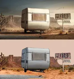 Outback Motel Photomanipulation Before & After