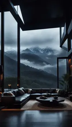 Dark luxury house in the mountains