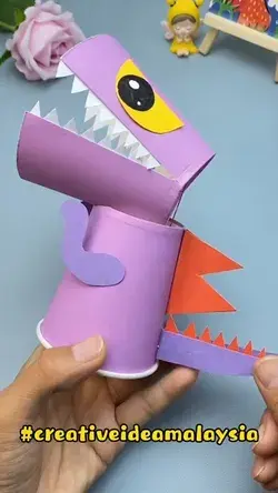 Kids Craft DIY Dinosaur from Coffee Cup