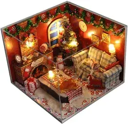 Amazon.com: Flever® Dollhouse Miniature DIY House Kit Creative Room with Furniture and Glass Cover for Romantic Artwork Gift(Christmas Eve) : Toys &amp; Games