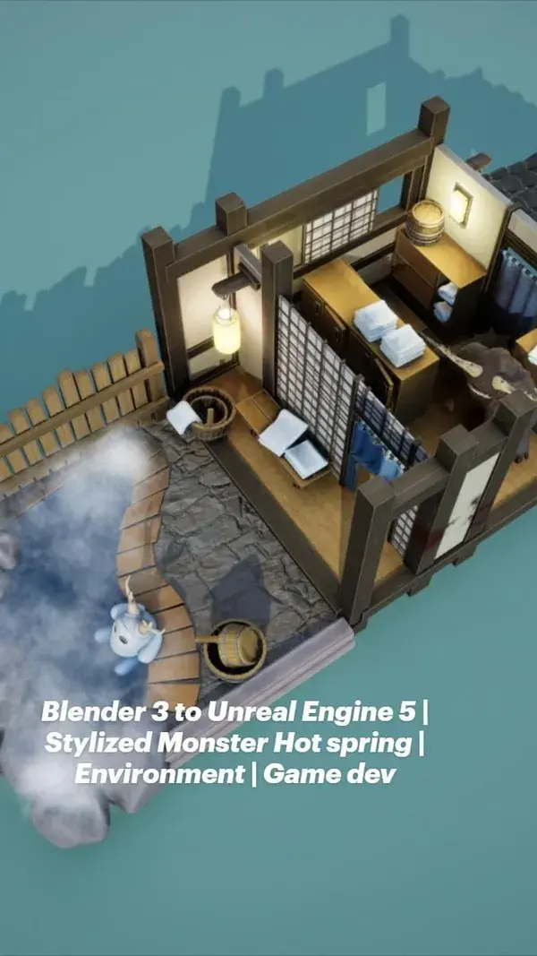 Blender 3 to Unreal Engine 5 | Stylized Monster Hot spring | Environment | Game dev