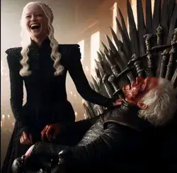Queen Rhaenyra is laughing at the usurper
