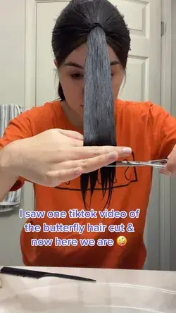 How to cut your own hair: Butterfly haircut 🦋 tiktok viral videos