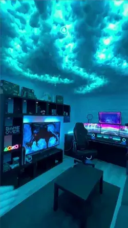 Beautiful Roomdesign, this modern gaming room wakes up when the clouds lights up #gaming#roomdesign