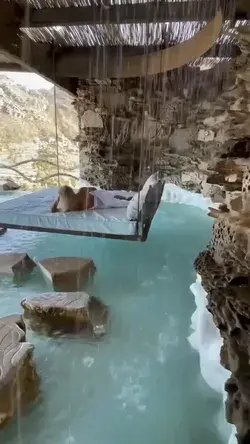 Waking up in waterfall pool bed 😍