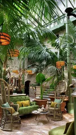Italian Indoor Green Designed Cafes