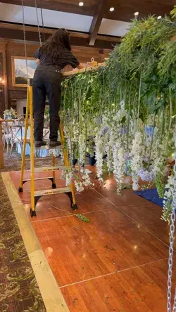 Stunning floral reception ceiling in the making 🌸